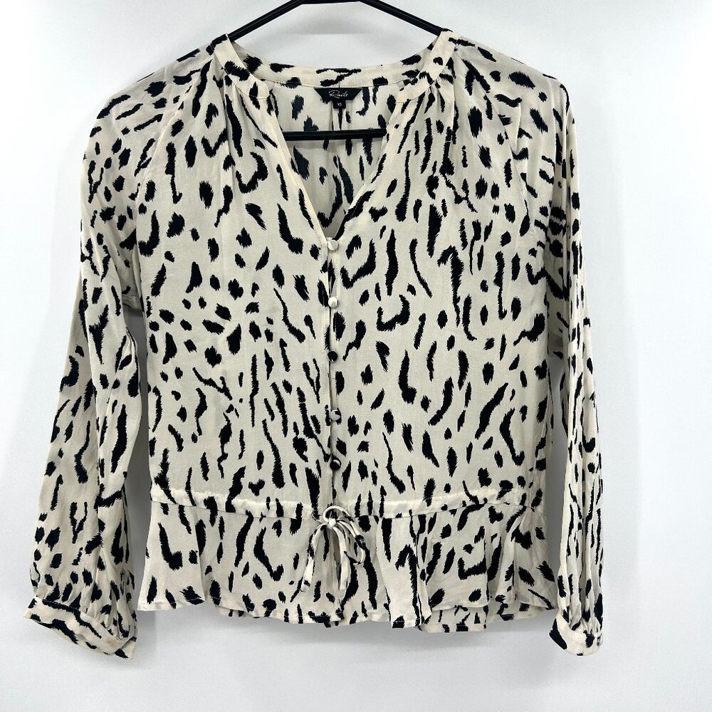 Rails Marti Cheetah Print Peplum Blouse Women's XS